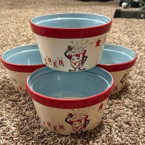 Ms. poppy Red and Blue Popcorn Bowls Set Everybody Loves Popcorn